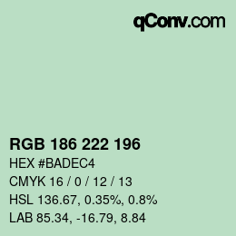颜色代码: RGB 186 222 196 | qconv.com