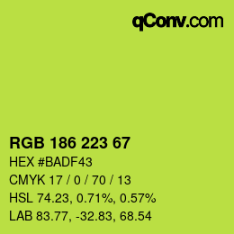 颜色代码: RGB 186 223 67 | qconv.com