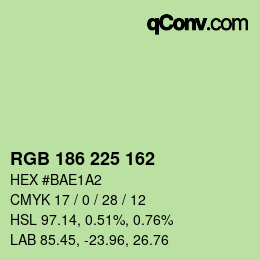 カラーコード: RGB 186 225 162 | qconv.com
