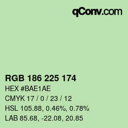 Color code: RGB 186 225 174 | qconv.com