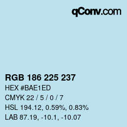 Color code: RGB 186 225 237 | qconv.com