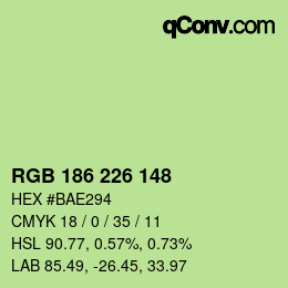 Color code: RGB 186 226 148 | qconv.com