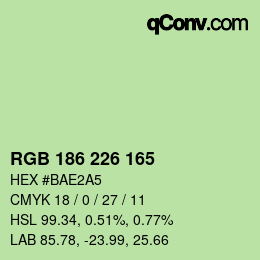 Color code: RGB 186 226 165 | qconv.com