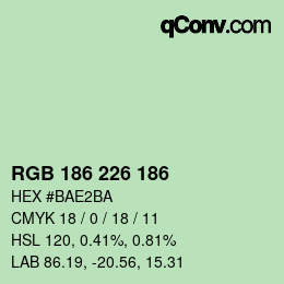 Color code: RGB 186 226 186 | qconv.com