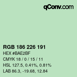 Color code: RGB 186 226 191 | qconv.com