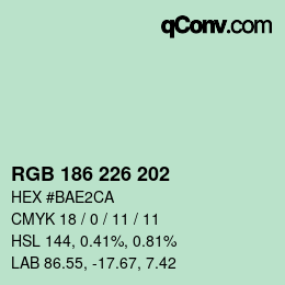 Color code: RGB 186 226 202 | qconv.com