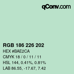 Color code: RGB 186 226 202 | qconv.com