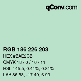 Color code: RGB 186 226 203 | qconv.com
