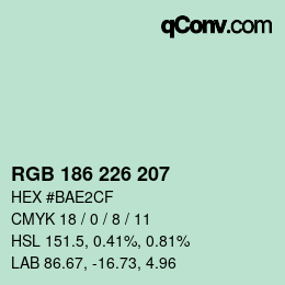 Color code: RGB 186 226 207 | qconv.com