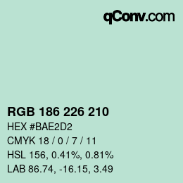 Color code: RGB 186 226 210 | qconv.com