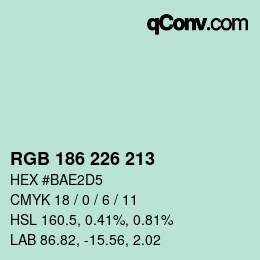 Color code: RGB 186 226 213 | qconv.com