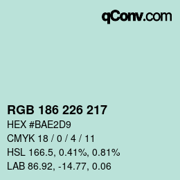 Color code: RGB 186 226 217 | qconv.com