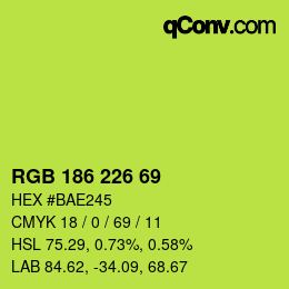 Color code: RGB 186 226 69 | qconv.com