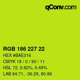 Color code: RGB 186 227 22 | qconv.com