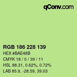 Color code: RGB 186 228 139 | qconv.com