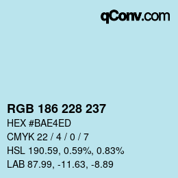 Color code: RGB 186 228 237 | qconv.com