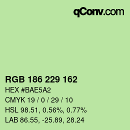 Color code: RGB 186 229 162 | qconv.com