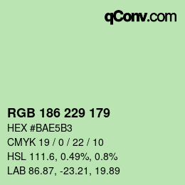 Farbcode: RGB 186 229 179 | qconv.com