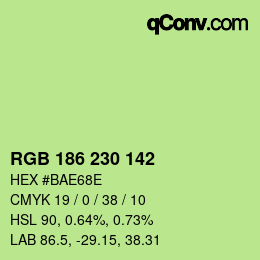 Color code: RGB 186 230 142 | qconv.com