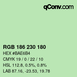 Color code: RGB 186 230 180 | qconv.com