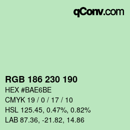 Color code: RGB 186 230 190 | qconv.com