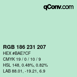 Color code: RGB 186 231 207 | qconv.com