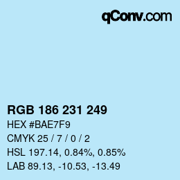 Color code: RGB 186 231 249 | qconv.com