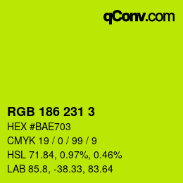 カラーコード: RGB 186 231 3 | qconv.com