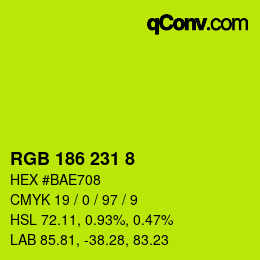 Color code: RGB 186 231 8 | qconv.com
