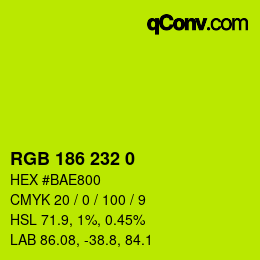 Color code: RGB 186 232 0 | qconv.com