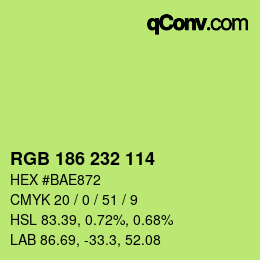 Color code: RGB 186 232 114 | qconv.com