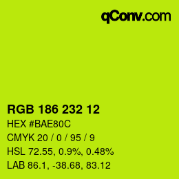 Color code: RGB 186 232 12 | qconv.com