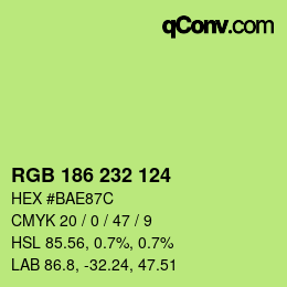 Color code: RGB 186 232 124 | qconv.com