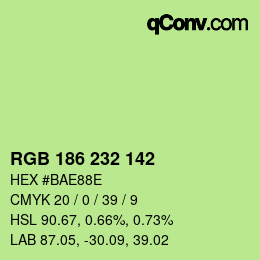 Color code: RGB 186 232 142 | qconv.com