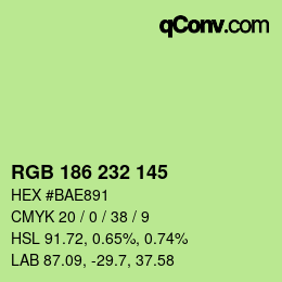 Color code: RGB 186 232 145 | qconv.com