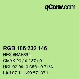 Color code: RGB 186 232 146 | qconv.com