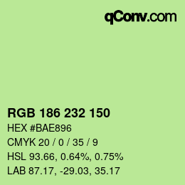 Color code: RGB 186 232 150 | qconv.com