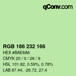 Color code: RGB 186 232 166 | qconv.com