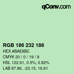 Color code: RGB 186 232 188 | qconv.com