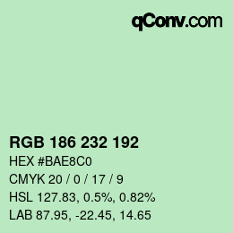 Color code: RGB 186 232 192 | qconv.com