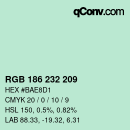 Color code: RGB 186 232 209 | qconv.com