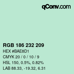 Color code: RGB 186 232 209 | qconv.com