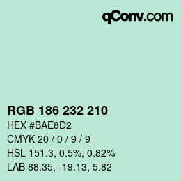 Color code: RGB 186 232 210 | qconv.com