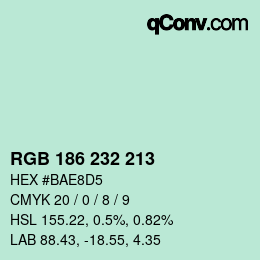 Color code: RGB 186 232 213 | qconv.com