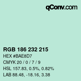 カラーコード: RGB 186 232 215 | qconv.com