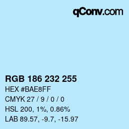 Color code: RGB 186 232 255 | qconv.com