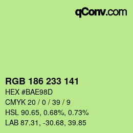 Color code: RGB 186 233 141 | qconv.com