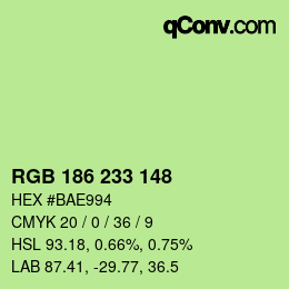 Color code: RGB 186 233 148 | qconv.com