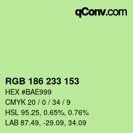Color code: RGB 186 233 153 | qconv.com