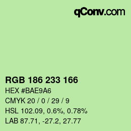 Color code: RGB 186 233 166 | qconv.com